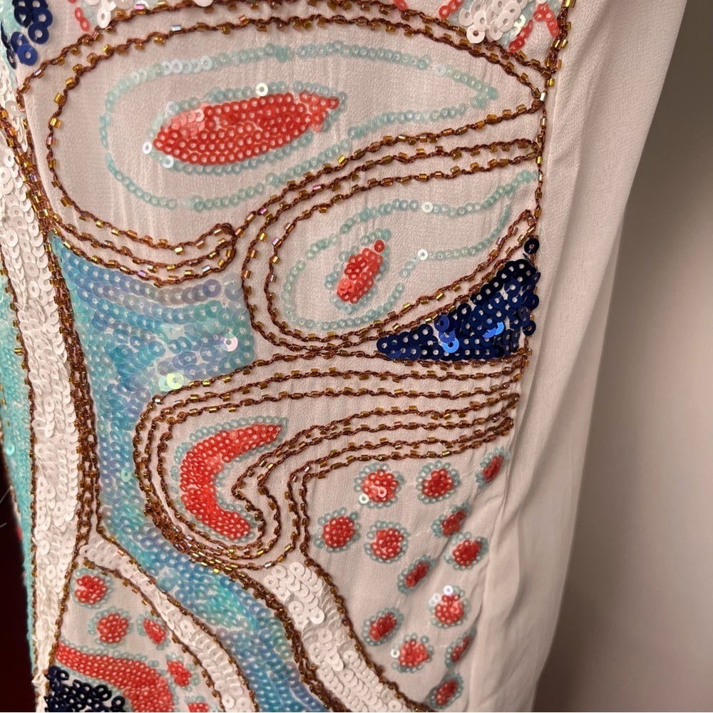 Karlie Sequin Boho Multicolor Patterned Shift Dre… - image 4